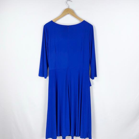 Eliza J Women’s Jersey Knit Drape Knot Front Dress Size 16 Cobalt Blue - Picture 7 of 14